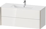 Duravit XViu Waschtischunterbau wandhängend 1210 mm, 2 Schubkästen, champagner matt/weiß matt