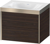Duravit XViu Waschtischunterbauset c-bonded, 2 Schubkästen, champagner matt/nussbaum dunkel, 600 mm