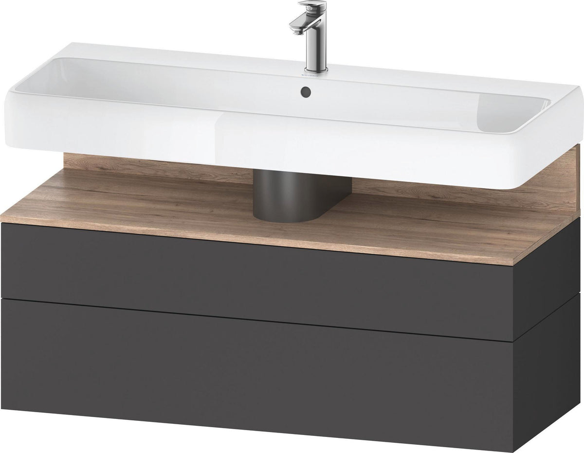 Duravit Qatego Waschtischunterbau 1190 mm – Weiß Matt mit Eiche Schwarz Nische, 1 Auszug, LED