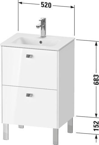 Duravit Waschtischunterbau Brioso Compact 683 mm weiß matt mit chrom Griff