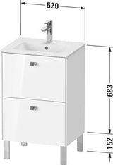 Duravit Waschtischunterbau Brioso Compact 683 mm weiß matt mit chrom Griff