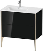 schwarz hochglanz / Mitteldichte Faserplatte (MDF) / Ausz.champagner