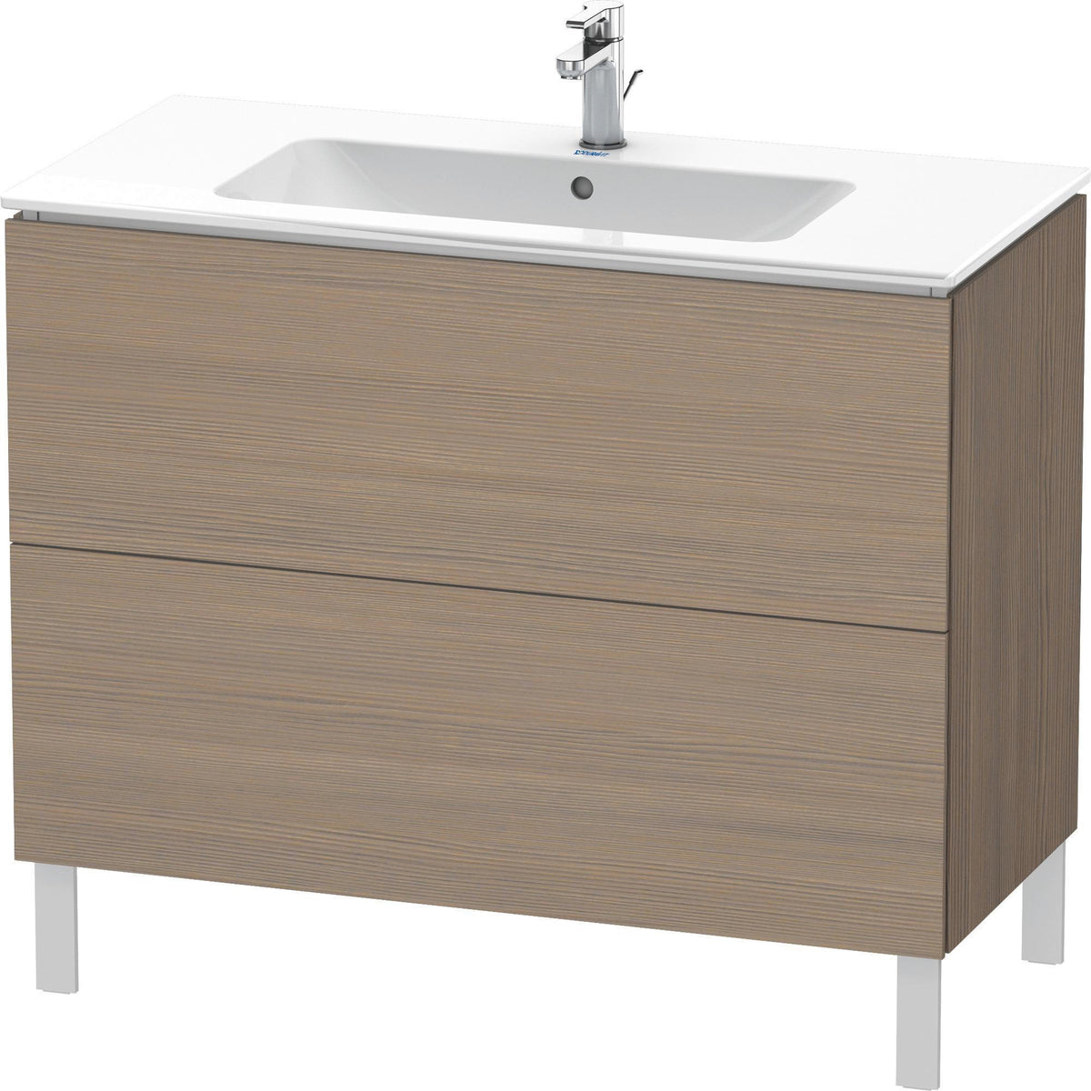 Duravit L-Cube Waschtischunterbau 1020 mm, 2 Auszüge, Amerikanisch Nussbaum, bodenstehend