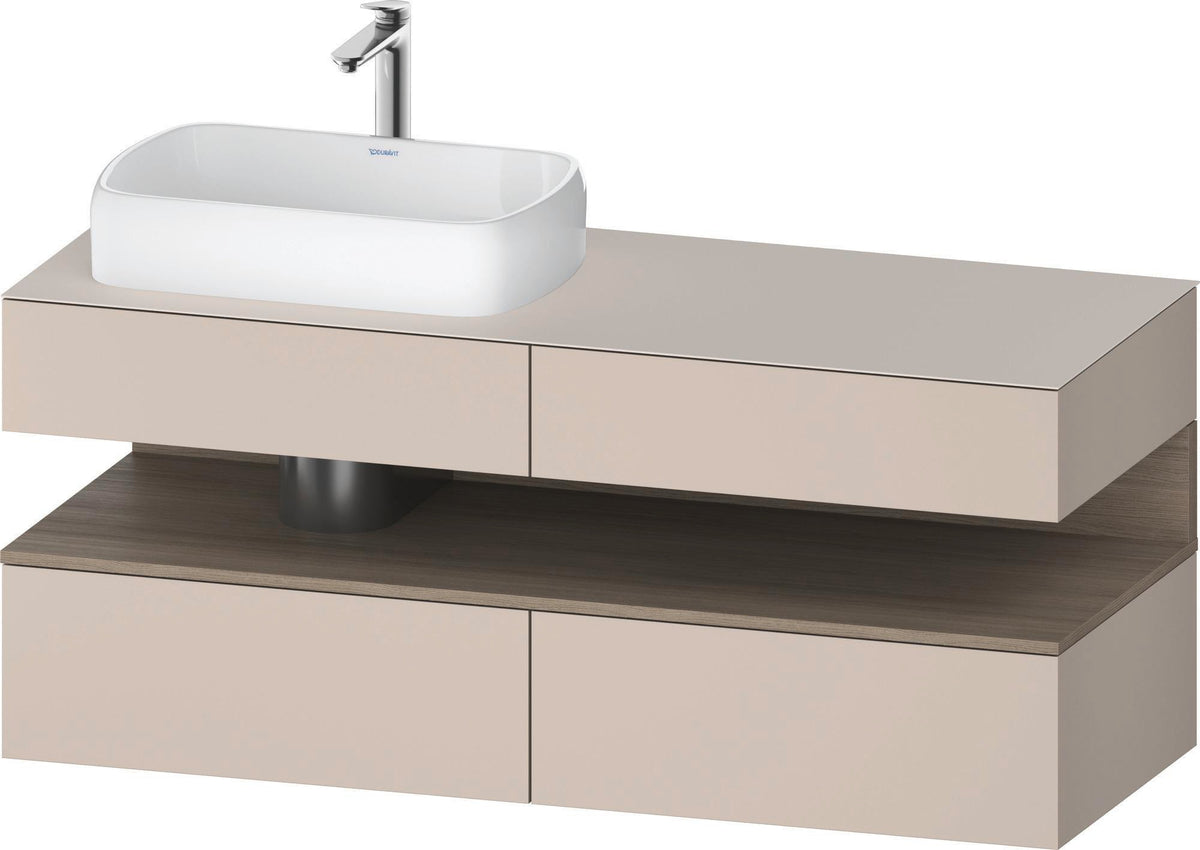 Duravit Qatego Konsolenwaschtischunterbau 1400 mm Weiß Matt mit Eiche Terra Nische und Tip-On Technik