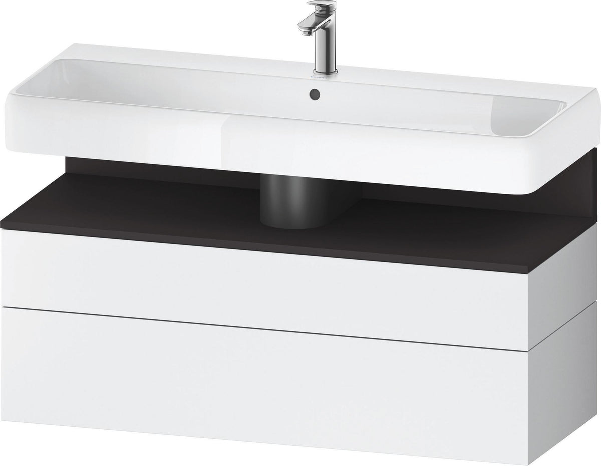 Duravit Qatego Waschtischunterbau 1190 mm – Weiß Matt mit Eiche Schwarz Nische, 1 Auszug, LED