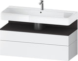 Duravit Qatego Waschtischunterbau 1190 mm – Weiß Matt mit Eiche Schwarz Nische, 1 Auszug, LED