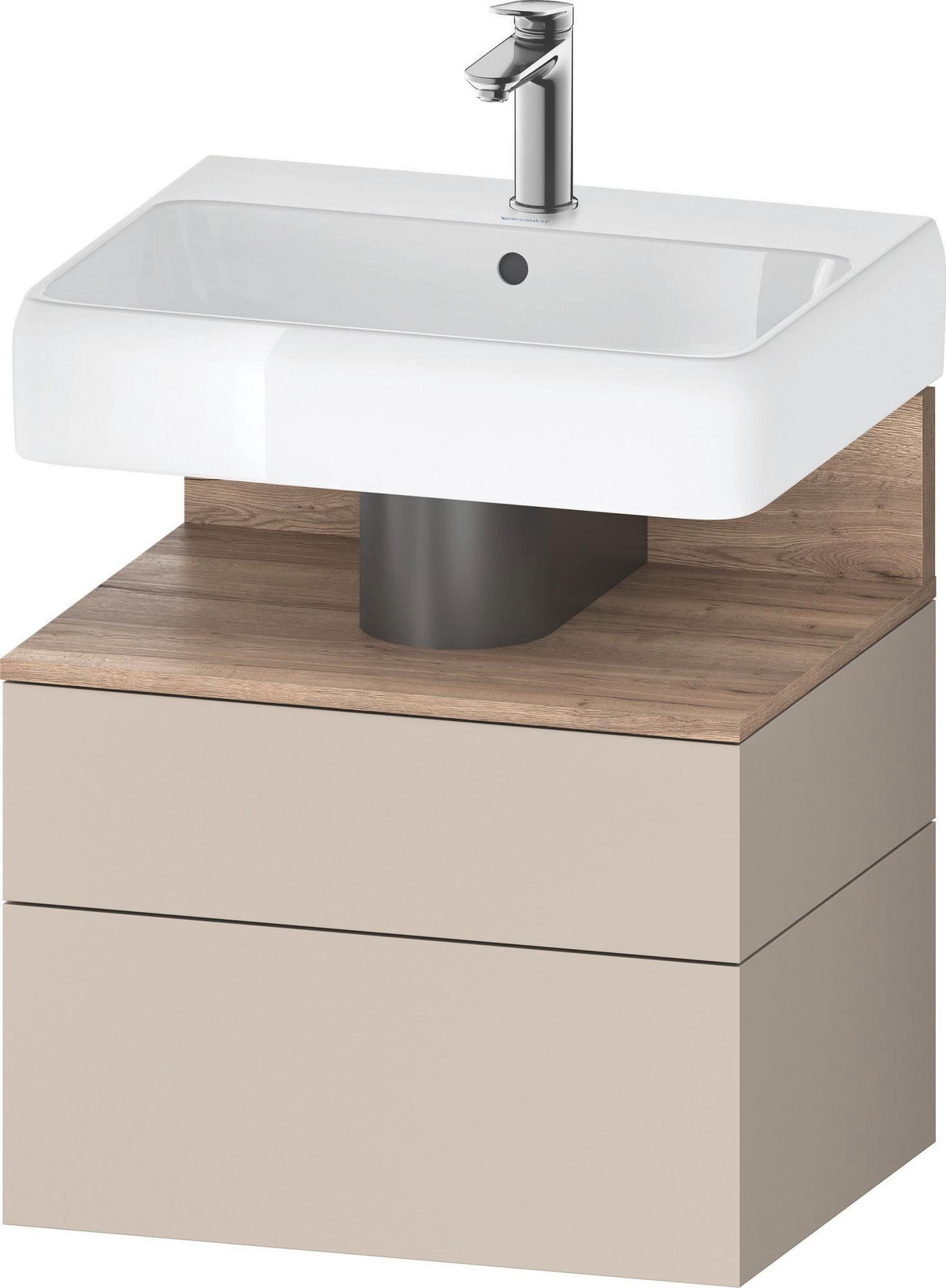 DURAVIT Qatego Waschtischunterbau 590 mm wandhängend, 1 Auszug, weiß Hochglanz, Nische Eiche Schwarz