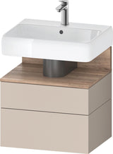 DURAVIT Qatego Waschtischunterbau 590 mm wandhängend, 1 Auszug, weiß Hochglanz, Nische Eiche Schwarz