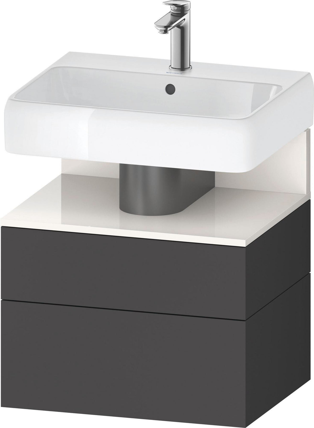 DURAVIT Qatego Waschtischunterbau 590 mm wandhängend, 1 Auszug, weiß Hochglanz, Nische Eiche Schwarz