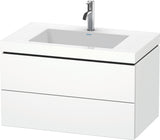 DURAVIT L-Cube Waschtischset mit Vero Air 800 mm, 1 Hahnloch, 2 Schubkästen, Weiß Matt
