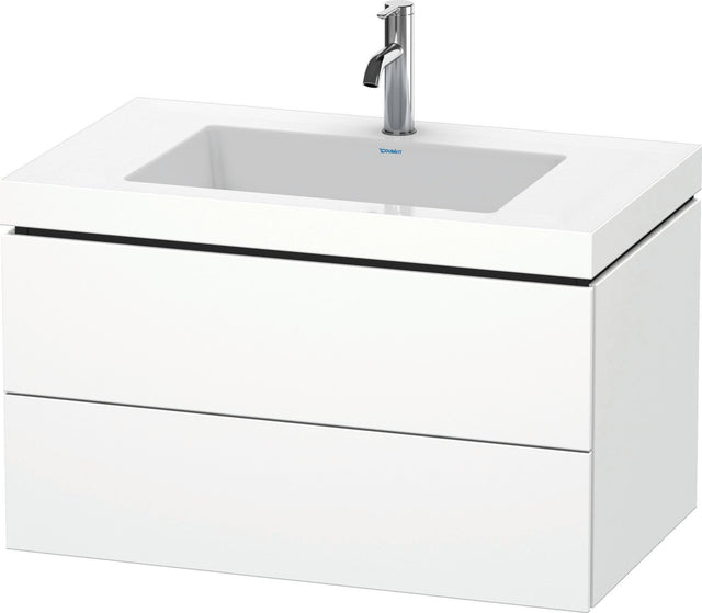 DURAVIT L-Cube Waschtischset mit Vero Air 800 mm, 1 Hahnloch, 2 Schubkästen, Weiß Matt
