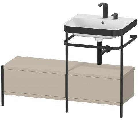 Duravit Waschtischset Happy D.2 Plus 1200x490mm ein Hahnloch taupe supermatt mit Metallkonsole