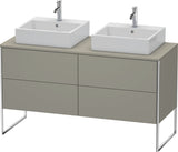 DURAVIT XSquare Waschtischunterbau 1400 mm betongrau matt mit 4 Schubkästen und Tip-On-Technik