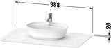 DURAVIT Luv Quarzsteinkonsole 988 mm, 1 Ausschnitt, Weiß Struktur, ohne Beleuchtung