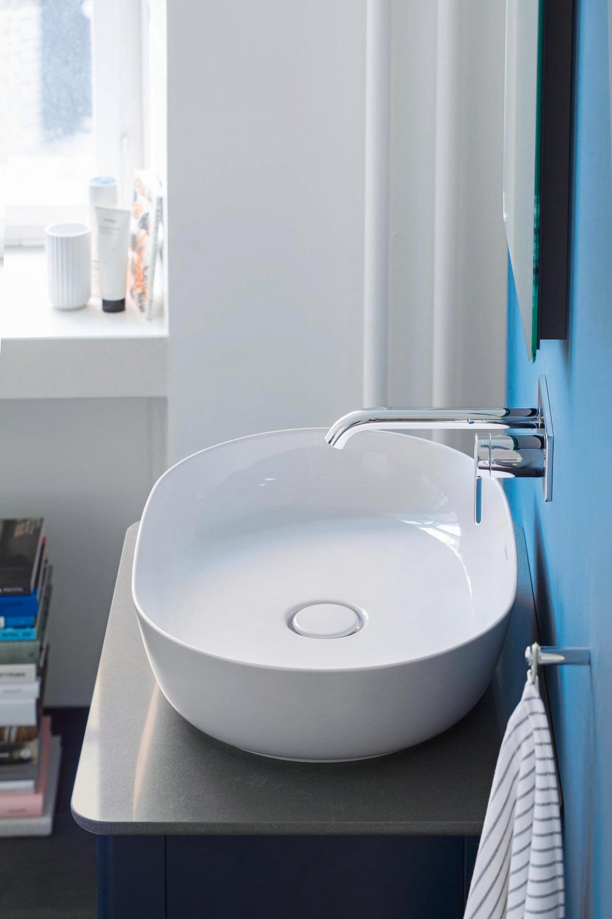 DURAVIT Luv Quarzsteinkonsole 688x475mm mit 1 Ausschnitt, weiß struktur – Designerin Cecilie Manz