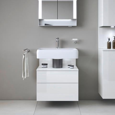 DURAVIT Qatego Waschtischunterbau 590 mm wandhängend, 1 Auszug, weiß Hochglanz, Nische Eiche Schwarz