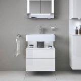 DURAVIT Qatego Waschtischunterbau 590 mm wandhängend, 1 Auszug, weiß Hochglanz, Nische Eiche Schwarz