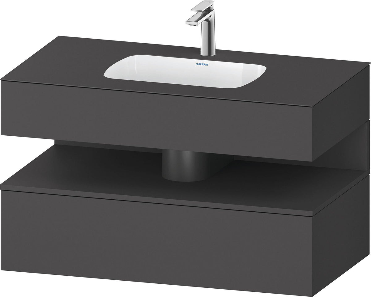 DURAVIT Qatego Einbauwaschtisch mit Konsolenwaschtischunterbau 1000 mm, 1 Auszug, antibakteriell