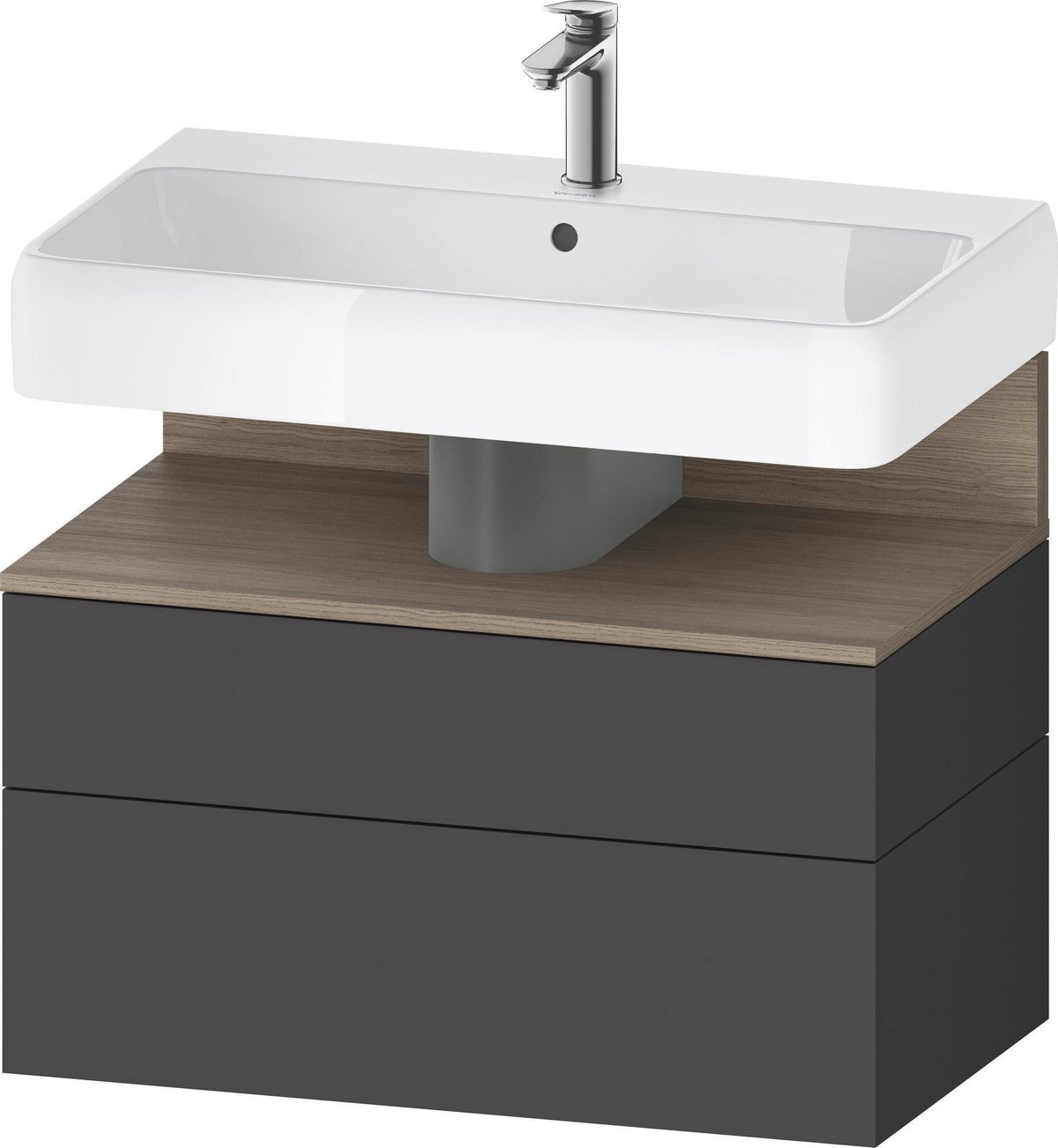 DURAVIT Qatego Waschtischunterbau 790 mm Eiche Terra Matt – wandhängend, 1 Auszug, Tip-On