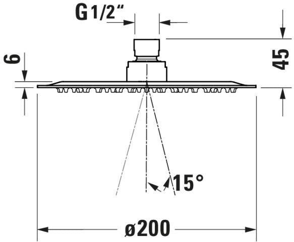 DURAVIT Kopfbrause D200 Rund Rain Chrom – 1 Strahl, Antikalk, Wand- und Deckenmontage
