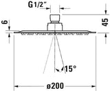DURAVIT Kopfbrause D200 Rund Rain Chrom – 1 Strahl, Antikalk, Wand- und Deckenmontage
