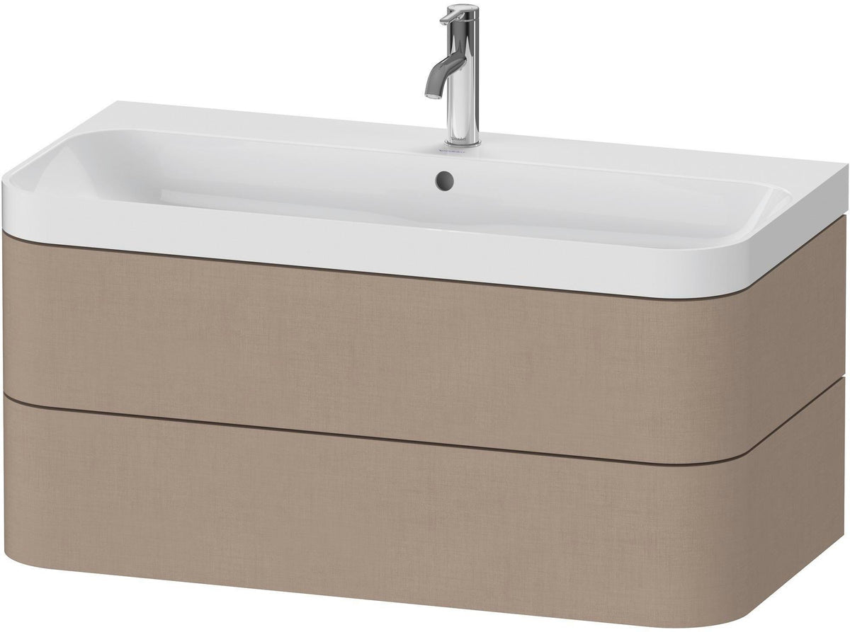DURAVIT Happy D.2 c-shaped Waschtischset 975 mm wandhängend mit Tip-on und Soft-Close