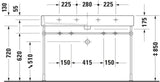 DURAVIT Waschtisch Vero 1200 mm mit Überlauf & Hahnlochbank – Weiß, WonderGliss