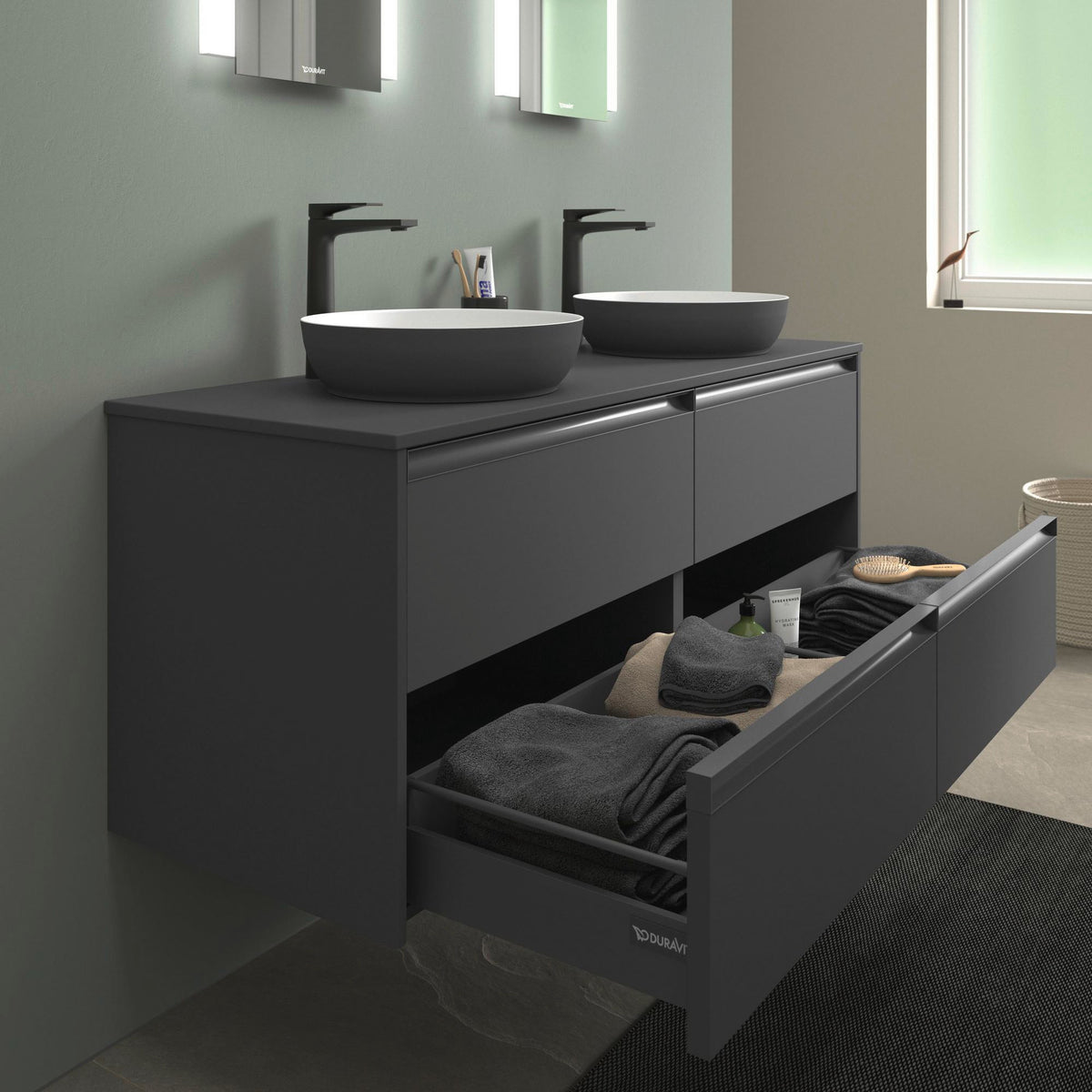 DURAVIT Sivida Aufsatzwaschtisch 400 mm rund DuroCast Plus ohne Überlauf