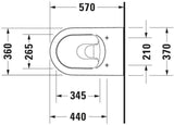 Duravit Wand-WC ME by Starck 570 mm Weiß Seidenmatt Tiefspüler mit WonderGliss