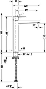 DURAVIT Manhattan Einhebel-Waschtischmischer XL – 181 mm Ausladung, Chrom, ohne Zugstange