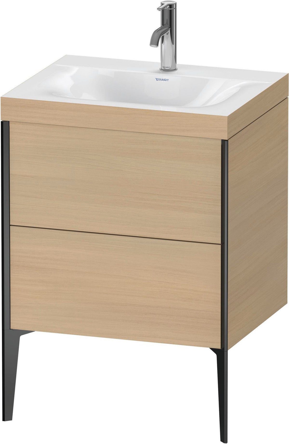 DURAVIT XViu Waschtischunterbauset 610x600x480mm, 2 Auszüge, Schwarz matt / Mediterrane Eiche