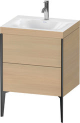 DURAVIT XViu Waschtischunterbauset 610x600x480mm, 2 Auszüge, Schwarz matt / Mediterrane Eiche