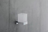 Duravit Karree Zahnputzbecher Chrom mit weißem Matt-Becher, 100x69x110 mm, Wandmontage