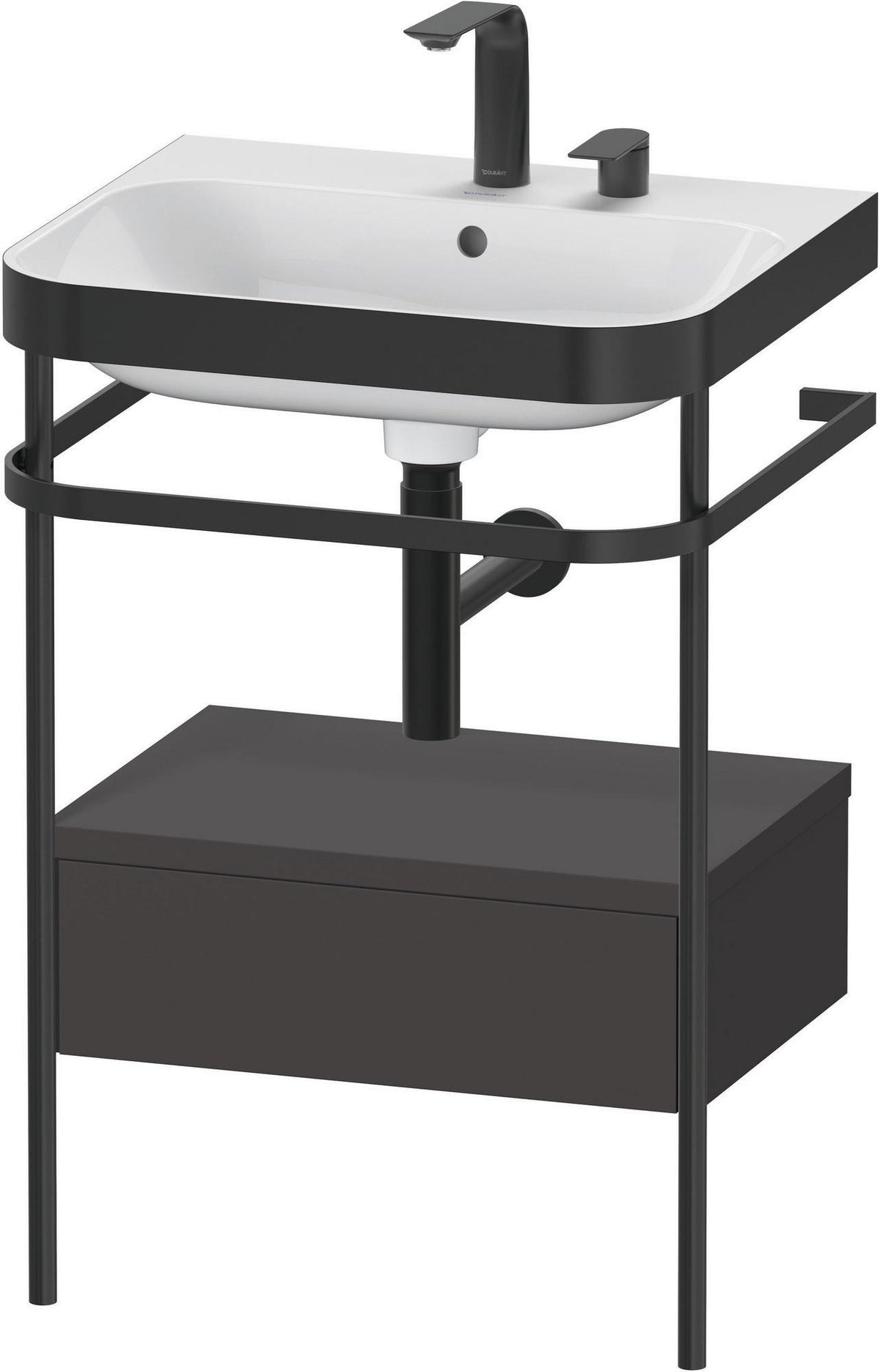 DURAVIT Happy D.2 c-bonded Waschtischset mit Metallkonsole, 575 mm, Weiß