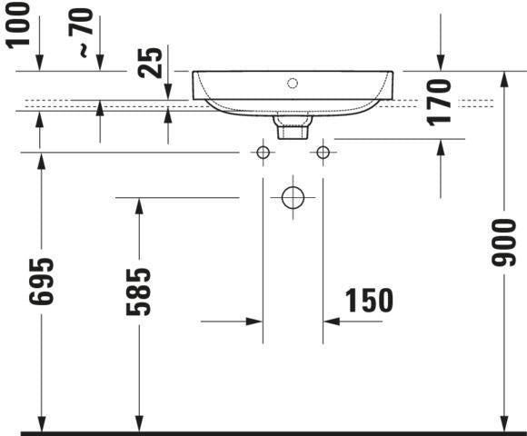 DURAVIT Aufsatzbecken Happy D.2 Plus 500 mm Weiß, mit Überlauf, Hahnlochbank, geschliffen