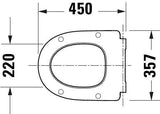 DURAVIT Univavo WC-Sitz D-Form tief 457 mm mit Absenkautomatik, abnehmbar, Edelstahl-Scharniere, Weiß