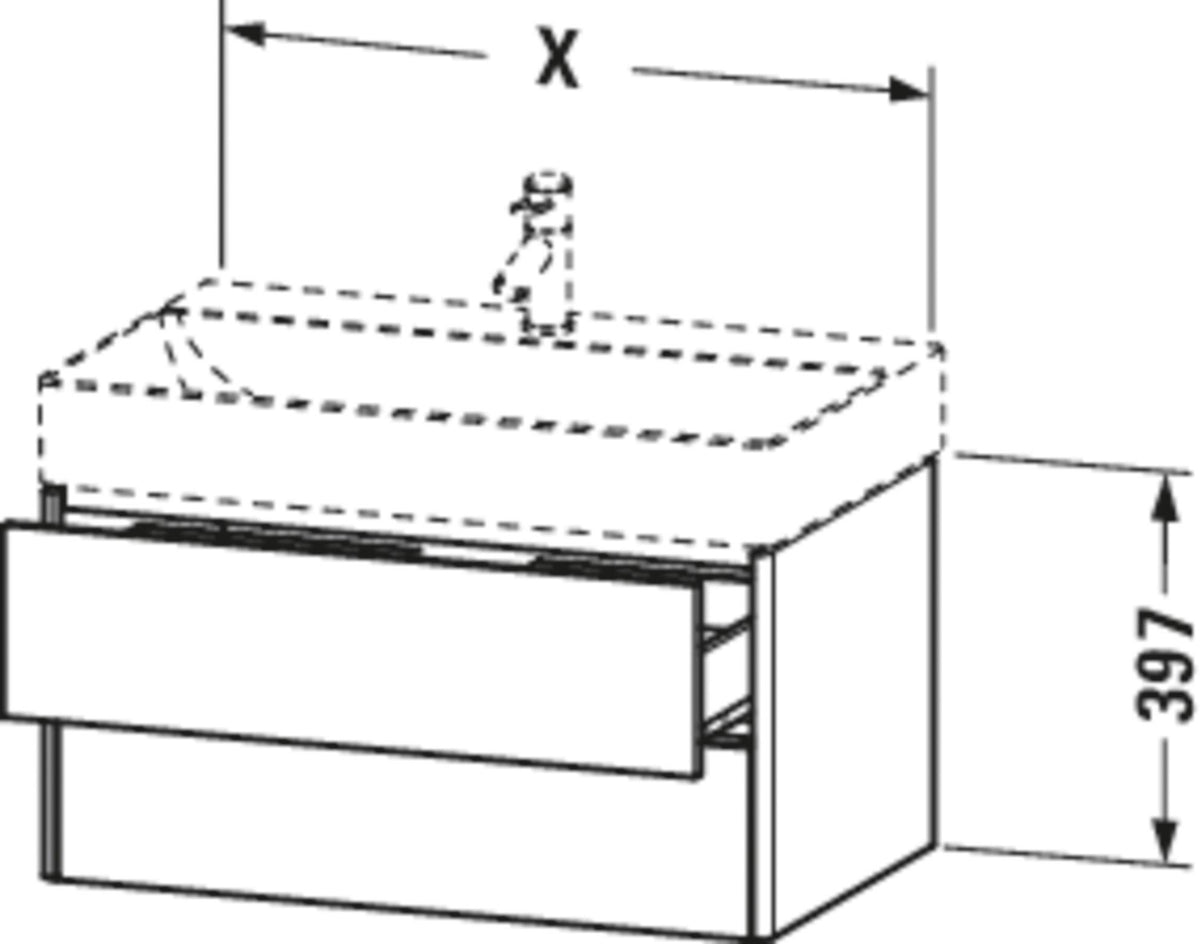 DURAVIT XSquare Waschtischunterbau 584 mm – Wandhängend mit Schubkasten und Siphonausschnitt