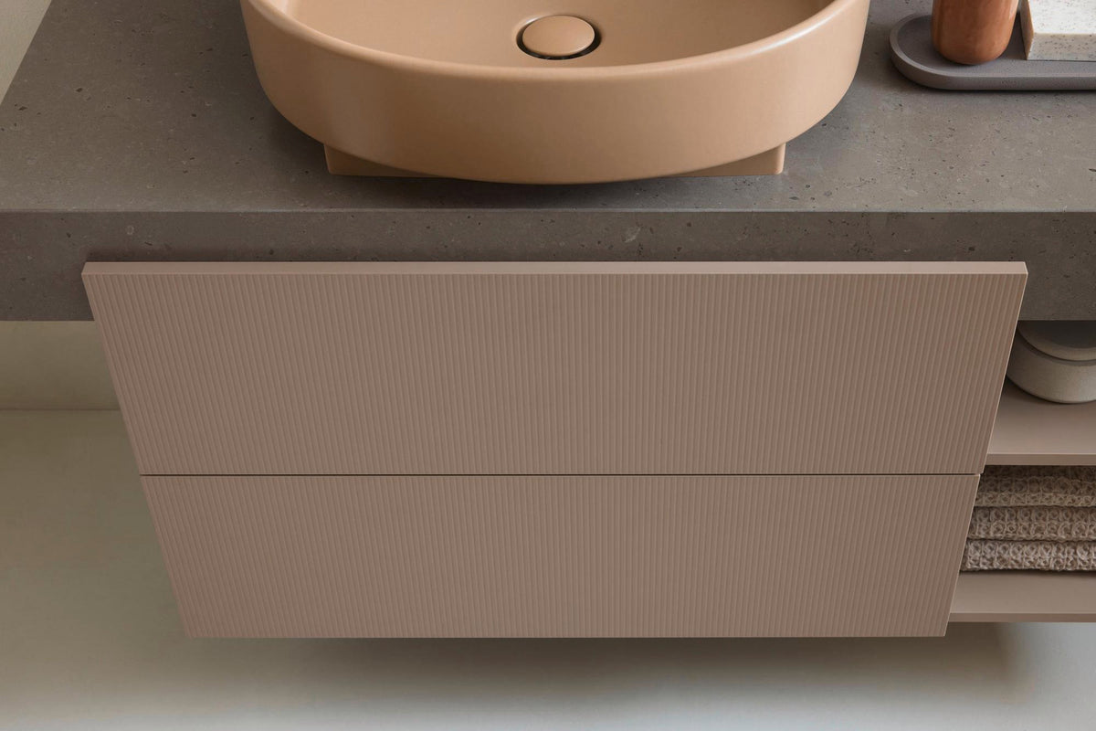 DURAVIT Balcoon Konsole 1400x370x550 mm mit Ausschnitt links, Lava Struktur
