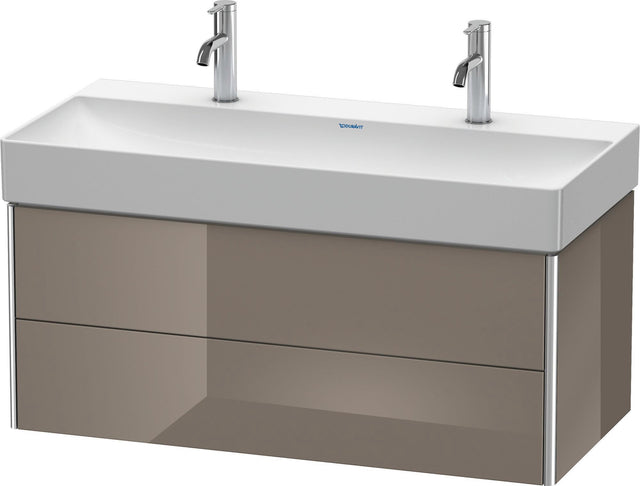 DURAVIT XSquare Waschtischunterbau 984 mm Flannel Grey Hochglanz mit 2 Schubkästen
