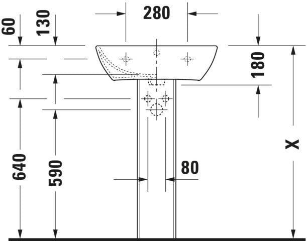 DURAVIT Waschtisch ME by Starck 550 mm Weiß Seidenmatt mit Überlauf und Hahnloch