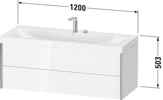Duravit Möbelwaschtischset XViu 1200x480mm mit Unterbau, 2 Schubkästen, Ahorn mitte