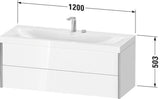 Duravit Möbelwaschtischset XViu 1200x480mm mit Unterbau, 2 Schubkästen, Ahorn mitte