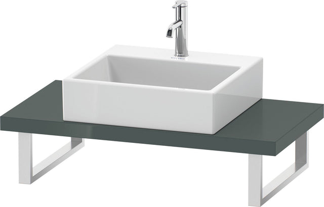 Duravit L-Cube Konsole 480 mm tief, variabel 800–2000 mm, Dolomiti Grey, 2 Ausschnitte