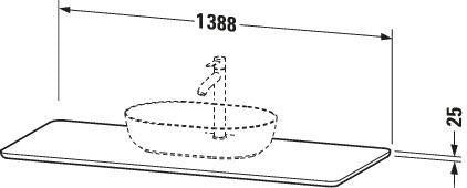 DURAVIT Massivholzkonsole Luv 1388 mm Am. Nussbaum mit 1 Ausschnitt