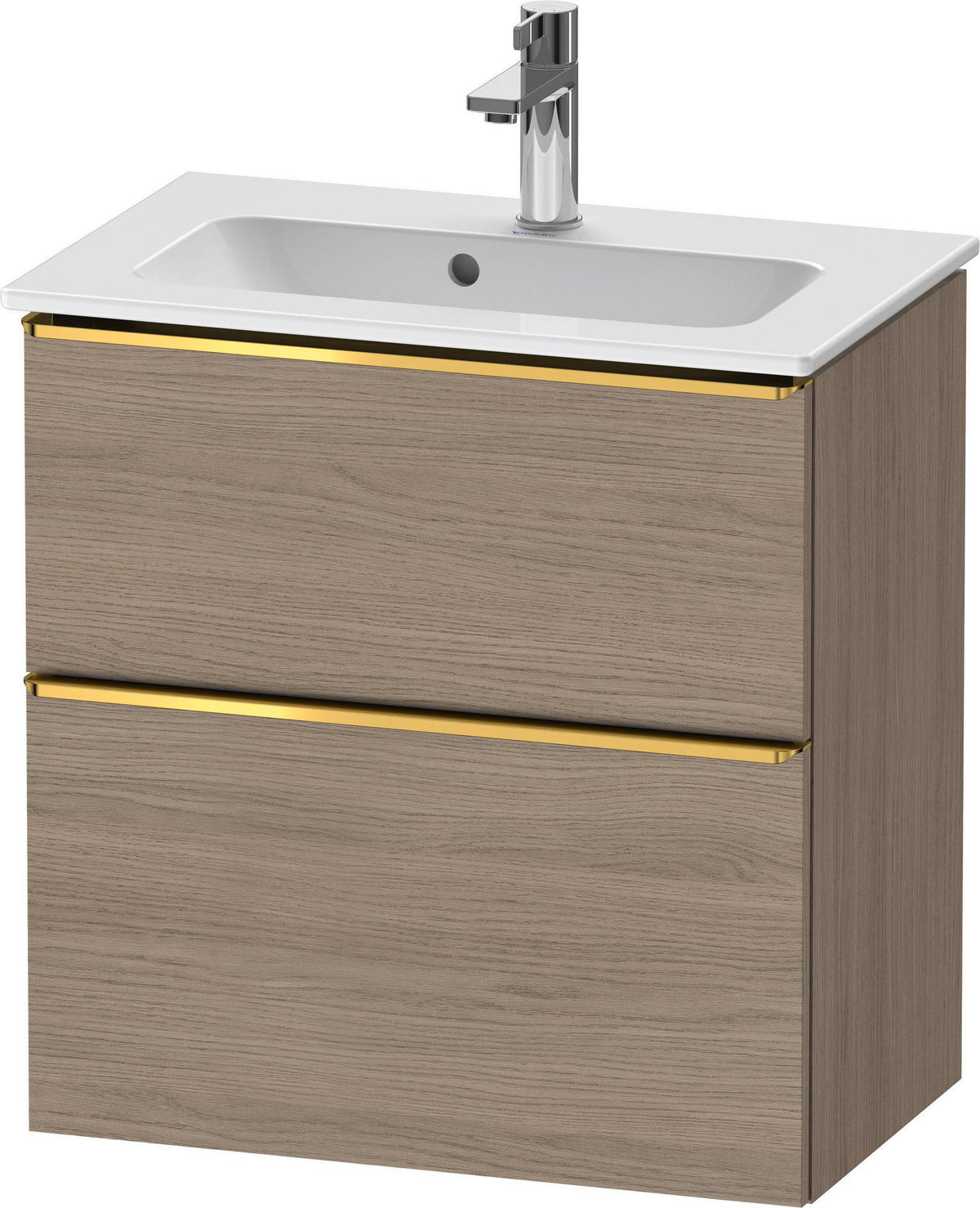 DURAVIT D-Neo Waschtischunterbau 610 mm Eiche Terra Matt – Wandhängend mit Soft-Close