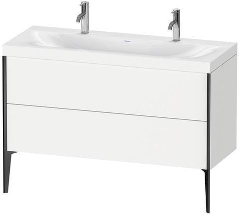 Duravit XViu Möbelwaschtischset 1200 mm Nussbaum Mitte mit Hahnlochbank und Raumsparsiphon