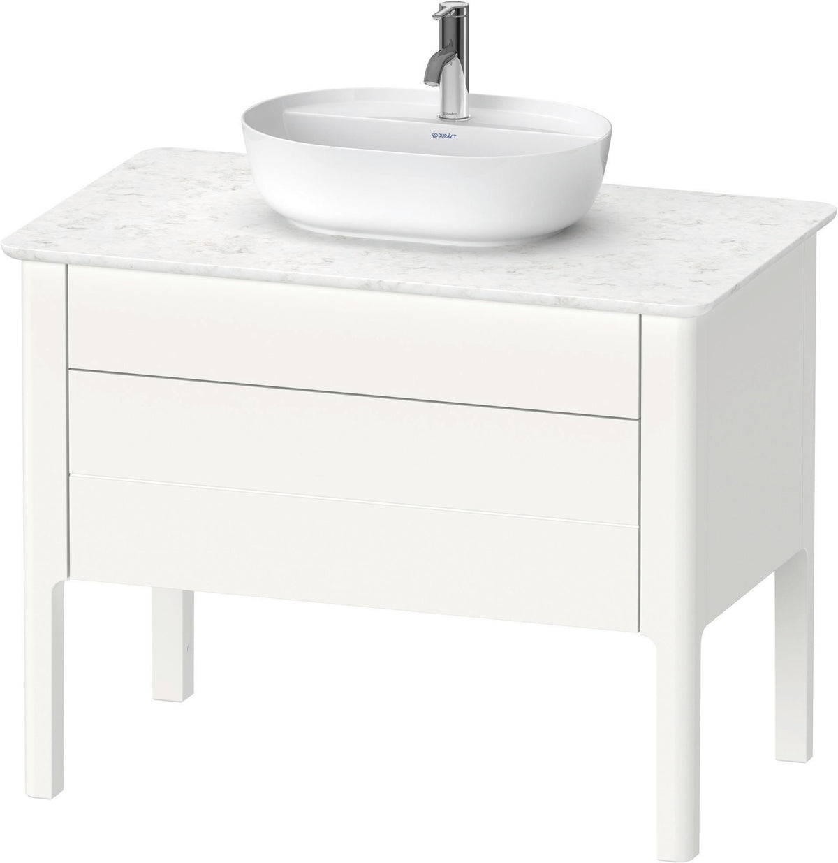 Duravit Luv Waschtischunterbau bodenstehend 938 mm mit Schubkasten und Auszug in Weiß Seidenmatt
