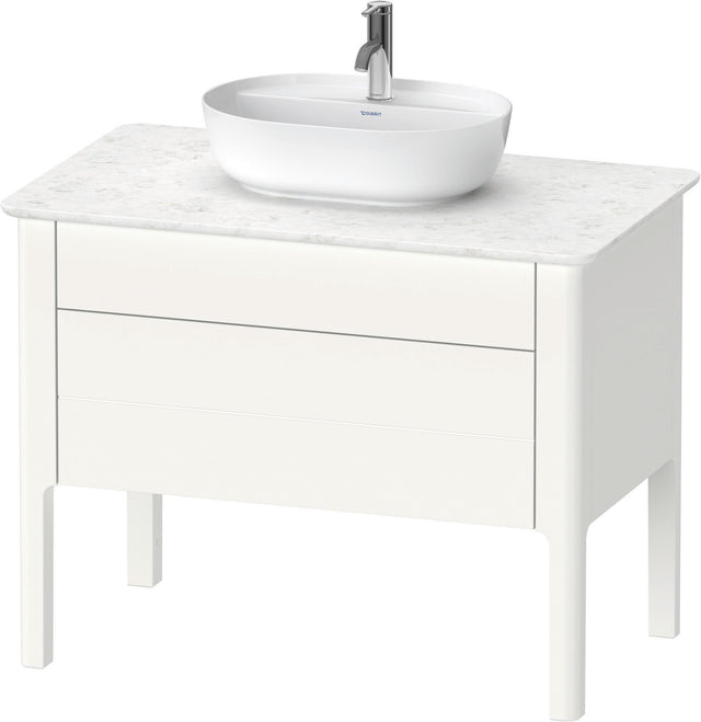 Duravit Luv Waschtischunterbau bodenstehend 938 mm mit Schubkasten und Auszug in Weiß Seidenmatt