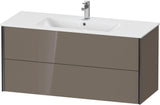Duravit XViu Waschtischunterbau wandhängend 1210 mm, 2 Schubkästen, champagner matt/weiß matt