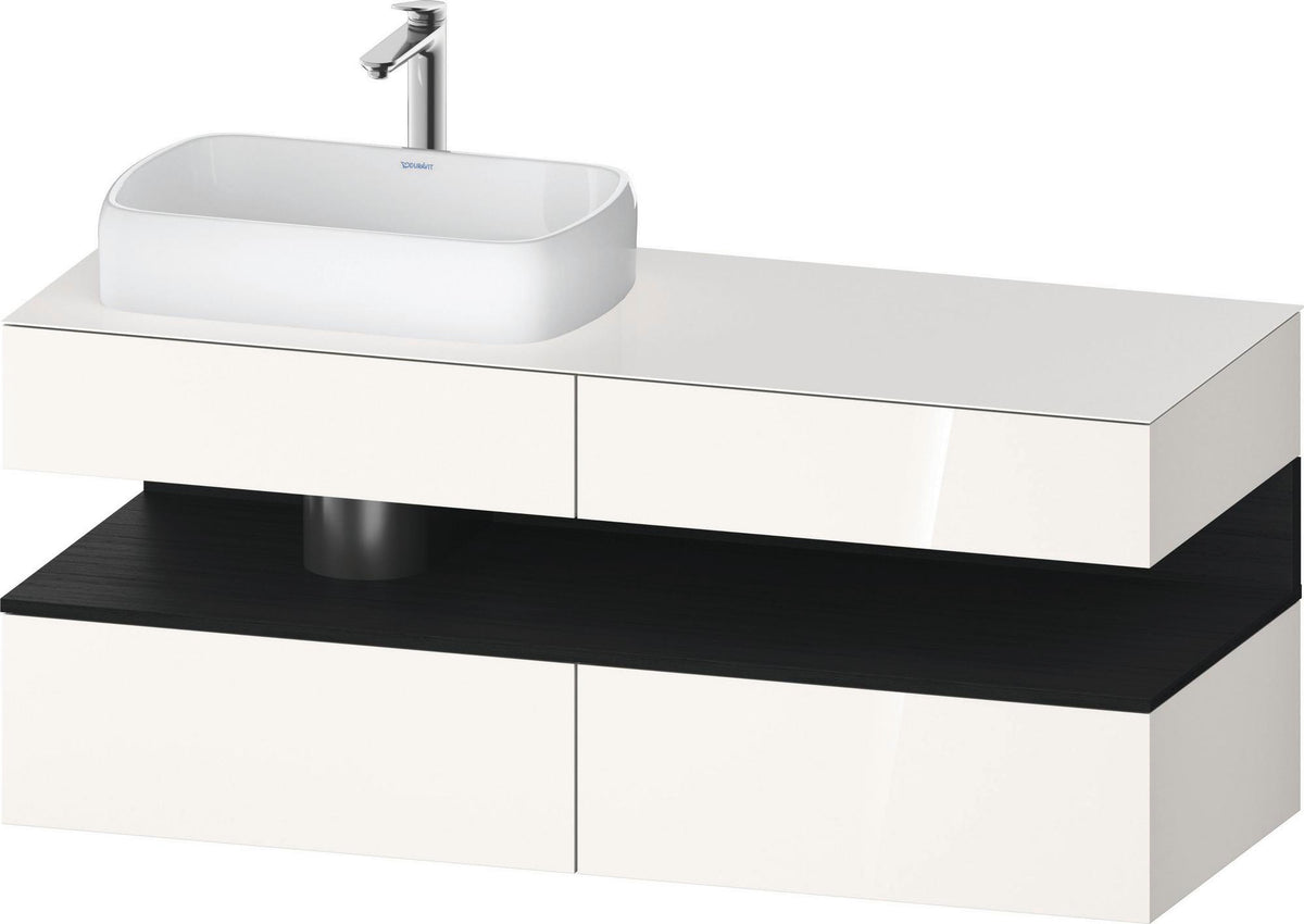 Duravit Qatego Konsolenwaschtischunterbau 1400 mm weiß hochglanz mit Eiche schwarz Nische